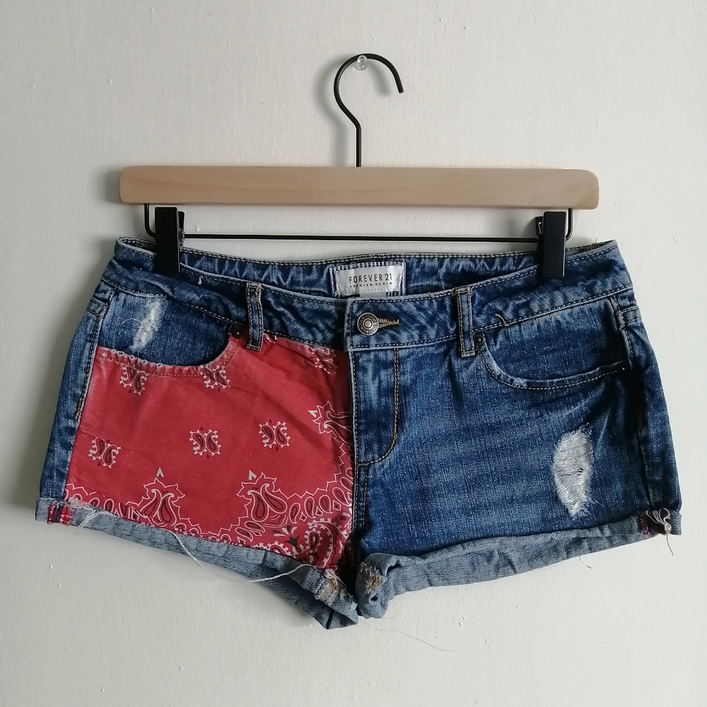 Forever 21 Bandana Jean Shorts